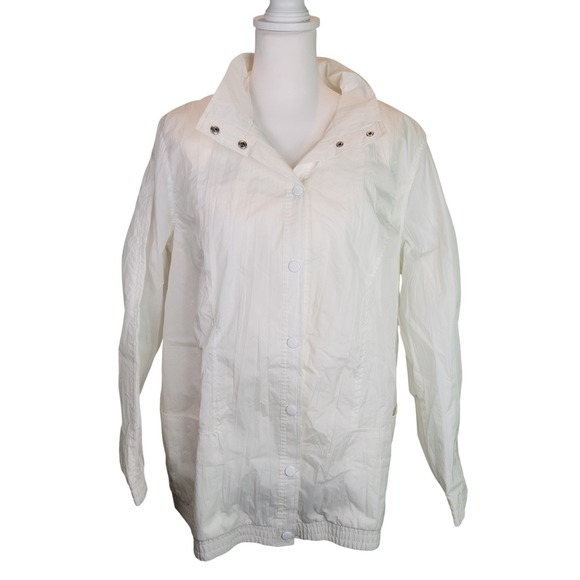 Tudor Court White Lightweight Rain Jacket Windbreaker Snap Front Large - Picture 5 of 11